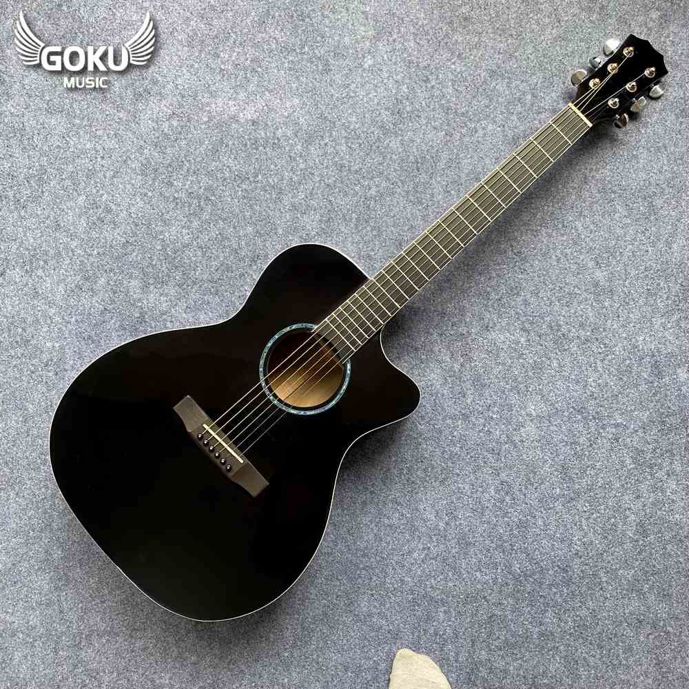 Đàn Guitar Acoustic Odin F2AcB đen bóng 12 12 01 Dan Guitar Acoustic Goku F2AcB mau den bong Shop Dan Goku Music
