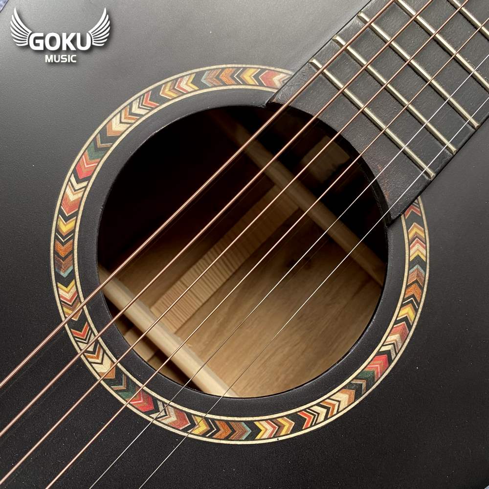 Đàn Guitar Acoustic Odin F2AcBm đen mờ 9 13 03 Dan Guitar Acoustic Goku F2AcBm mau den mo Shop Dan Goku Music
