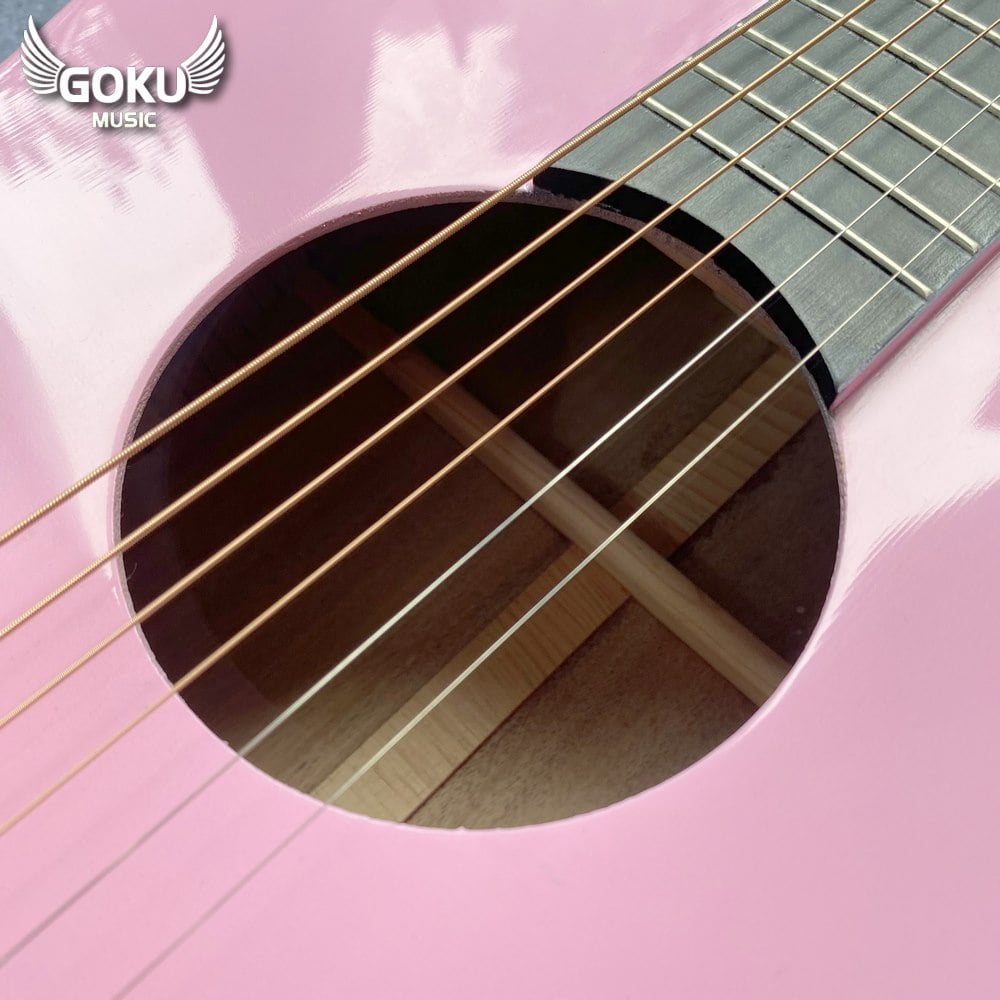 Đàn Guitar Acoustic Odin F2AcP màu hồng 14 14 03 Dan Guitar Acoustic Goku F2AcP mau hong Shop Dan Goku Music