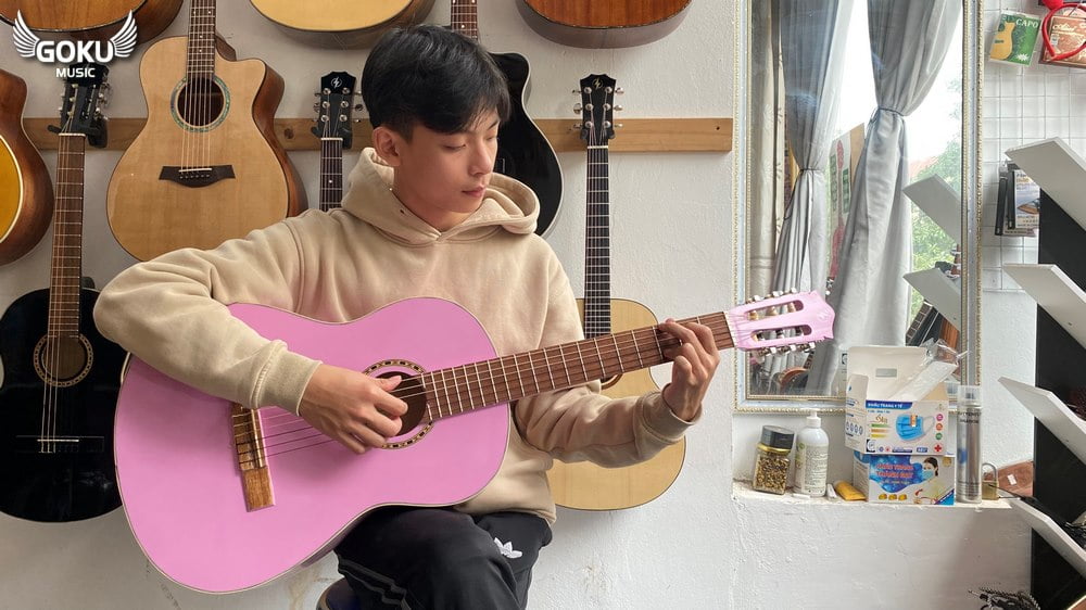 Đàn Guitar Classic Odin F0NP màu hồng 7 model 03 01 Dan Guitar Classic Goku F0NP mau hong Shop Dan Goku Music
