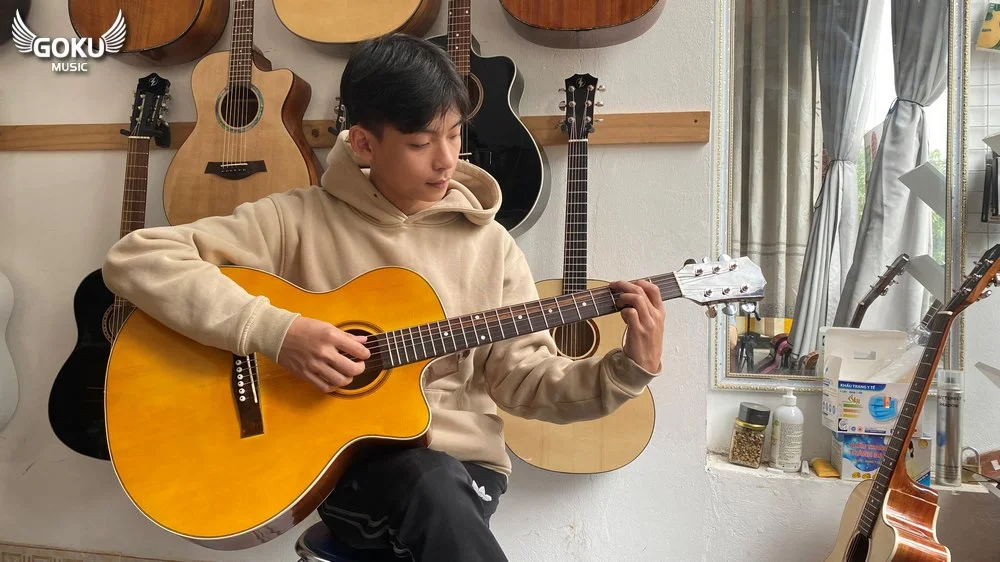Đàn Guitar Acoustic Odin F13AcY màu vàng 7 model 09 01 Dan Guitar Acoustic Goku F13AcY mau vang Shop Dan Goku Music
