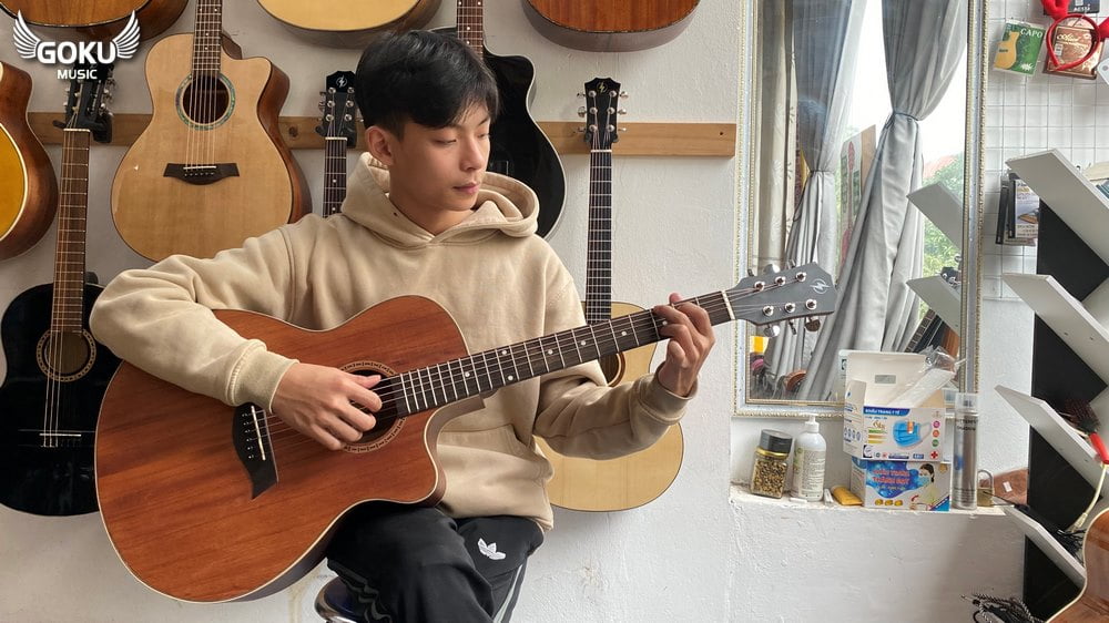 Đàn Guitar Acoustic Odin F13AcC màu nâu cafe 7 model 10 01 Dan Guitar Acoustic Goku F11Ac mau cafe Shop Dan Goku Music
