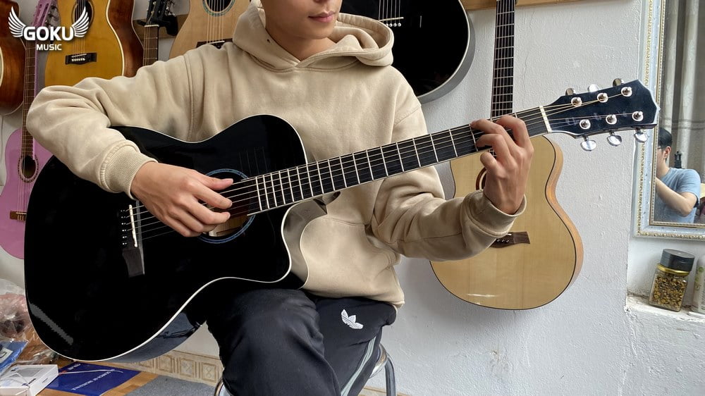 Đàn Guitar Acoustic Odin F2AcB đen bóng 8 model 12 02 Dan Guitar Acoustic Goku F2AcB mau den bong Shop Dan Goku Music