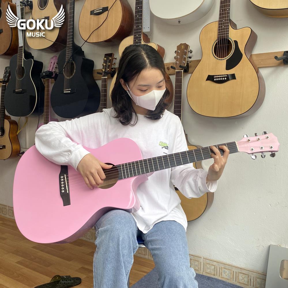 Đàn Guitar Acoustic Odin F2AcP màu hồng 7 model 14 00 Dan Guitar Acoustic Goku F2AcP mau hong Shop Dan Goku Music