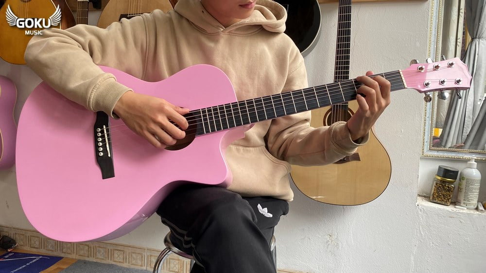 Đàn Guitar Acoustic Odin F2AcP màu hồng 9 model 14 02 Dan Guitar Acoustic Goku F2AcP mau hong Shop Dan Goku Music
